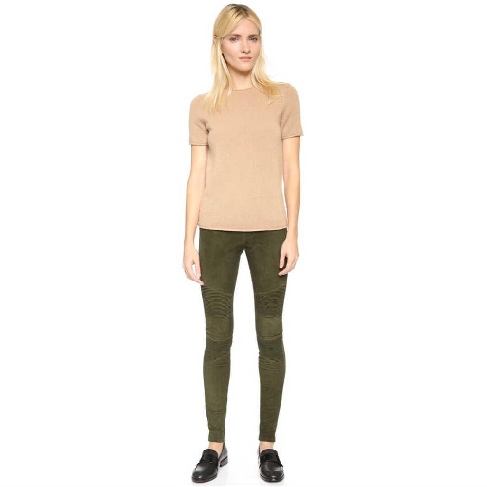 J Brand real suede Biker pants Olive Sz 24 New
